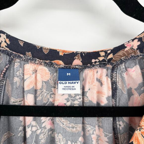 Old Navy V-Neck Flutter Sleeve Midi Floral Tiered Dress Size M - Picture 7 of 7